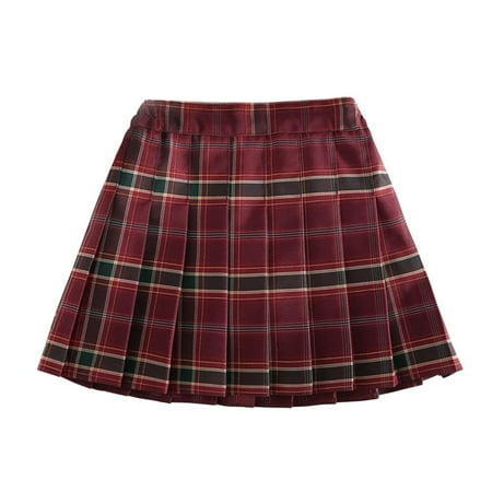 

BULLPIANO 2-12Y Girls Pleated Skirt Kids Girls Classic A Line Plaid Mini Skirt Uniform Skirts