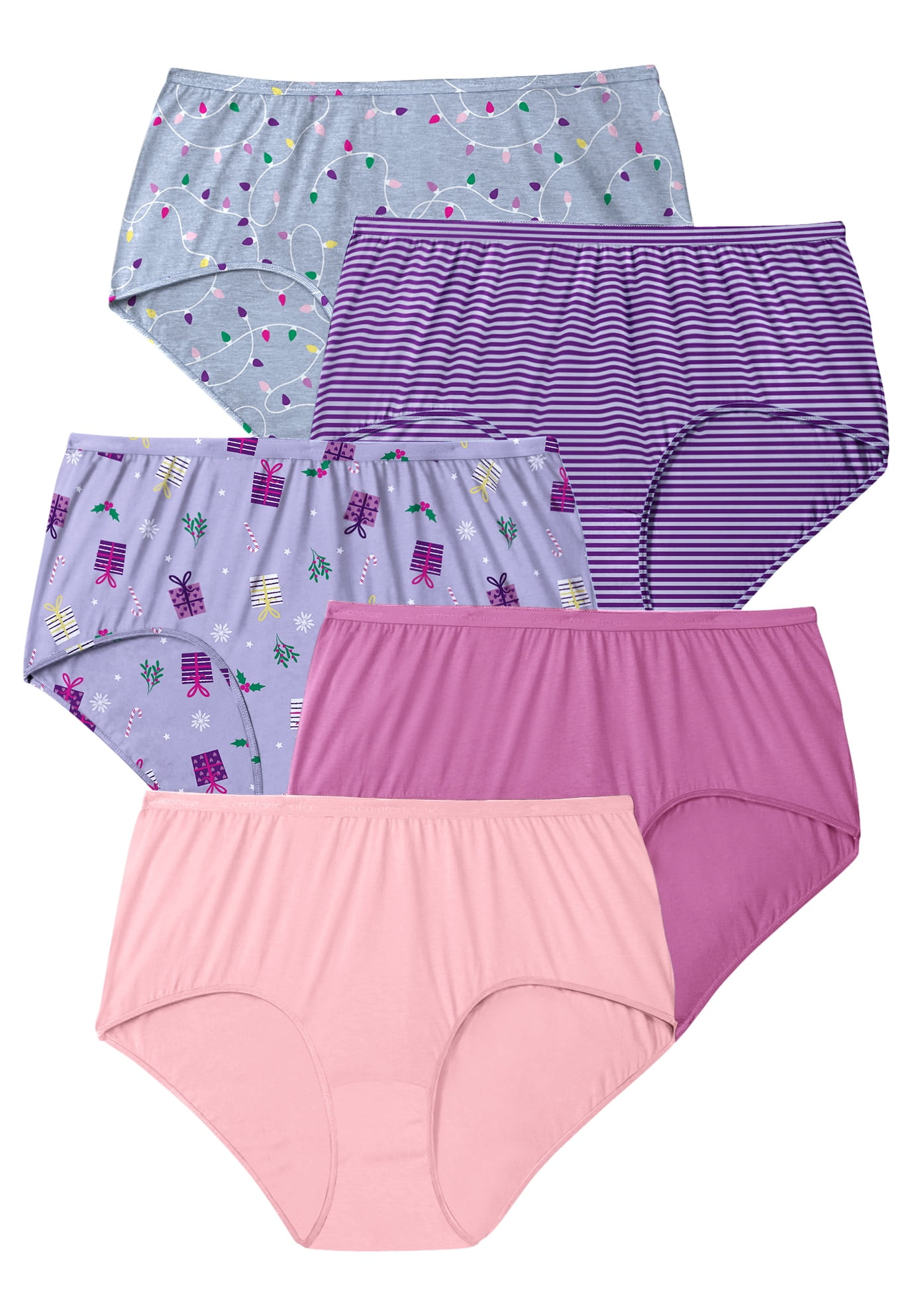 Comfort Choice Women's Plus Size Cotton Brief 5Pack Underwear
