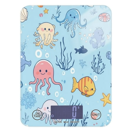 

Cute Sea Creatures Pattern Food Scale Digital Kitchen Scale Waterproof Grams Ounces lbs for For Baking and Cooking
