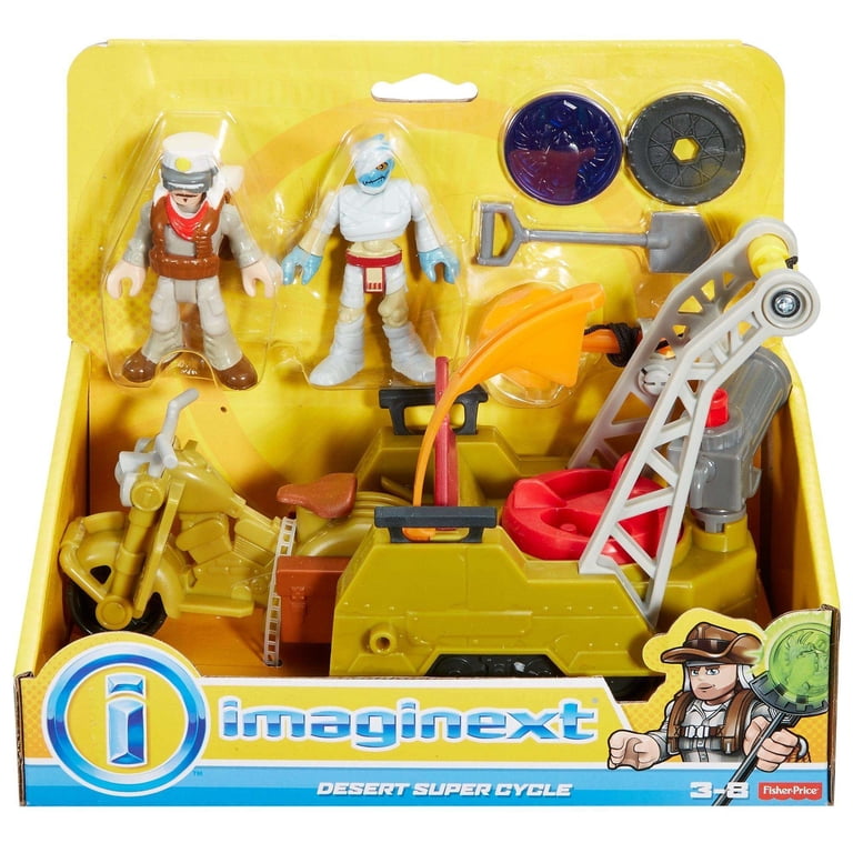 Fisher-Price Imaginext Desert Super Cycle Motorcycle Toy With Launching Projectiles & Figures
