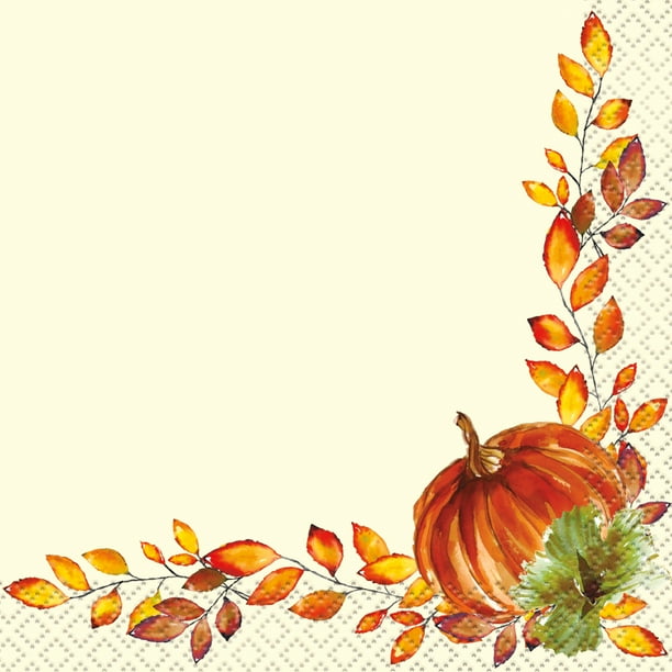 Watercolor Pumpkins Fall Paper Beverage Napkins, 5 in, 16ct - Walmart.com