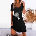 thumbnail image 2 of B91xZ Plus Size Robes Décontractée en Vrac à Manches Courtes Robe Longue Split Maxi Robe de Plage d'Été, Noir L, 2 of 5