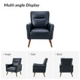 thumbnail image 6 of Faux Leather Upholstered Accent Chair Tufted Armchair Lounge Sofa Wood Legs Living Room Office Adult Navy, 6 of 8