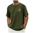 thumbnail image 2 of LUOGENLI T-shirts pour Homme pour Hommes T-shirts Graphiques Vintage T-shirts à Imprimé Floral et Lettrage Col Rond Manches Courtes T-shirts Décontractés d'Été Mode Urbaine Vert Armée P, 2 of 7