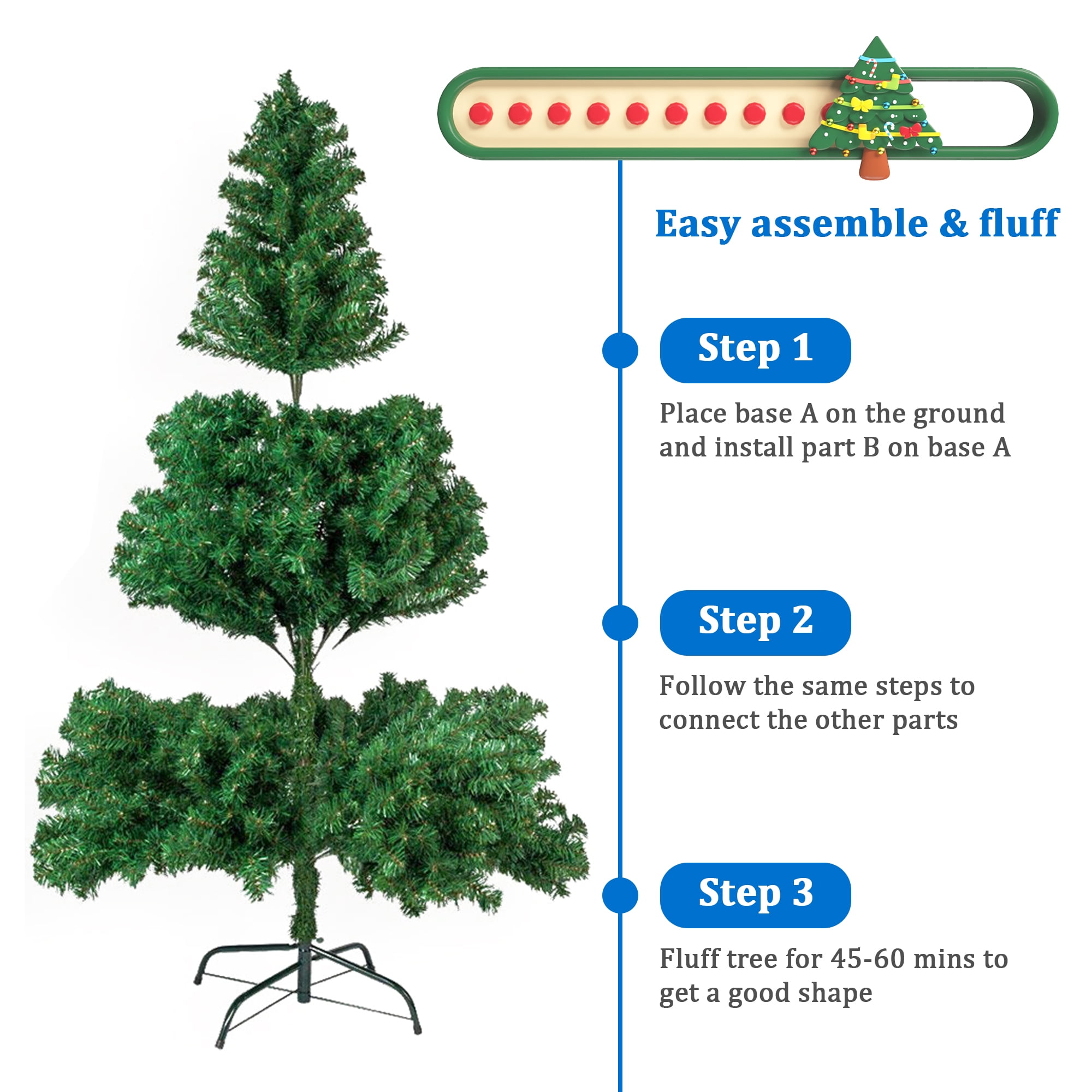 Kepooman 6ft PVC Artificial Christmas Tree with Metal Stand, 1050 Branches Xmas Tree for Home Office Holiday Decor, Green Kepooman 6ft PVC Artificial Christmas Tree with Metal Stand, 1050 Branches Xmas Tree for Home Office Holiday Decor, Green