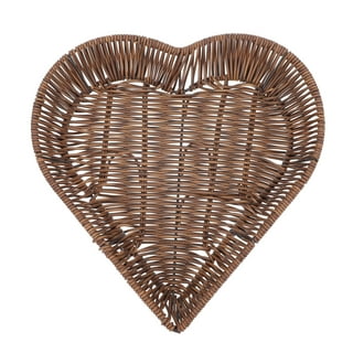 Dream Lifestyle Hand-Woven Small Plastic Baskets, Rectangular Heart Shaped  Storage Baskets for Countertop, Pretty Shoot Props Home Decor 