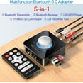 thumbnail image 2 of Bluetooth Audio Transmitter Receiver with Remote, 5-in-1 Bluetooth 5.0 Adapter for TV Car CD PC Home Stereo Speaker Headset, Support 3.5mm AUX, RCA, USB U Disk MP3/Micro SD TF Card Playback, 2 of 8