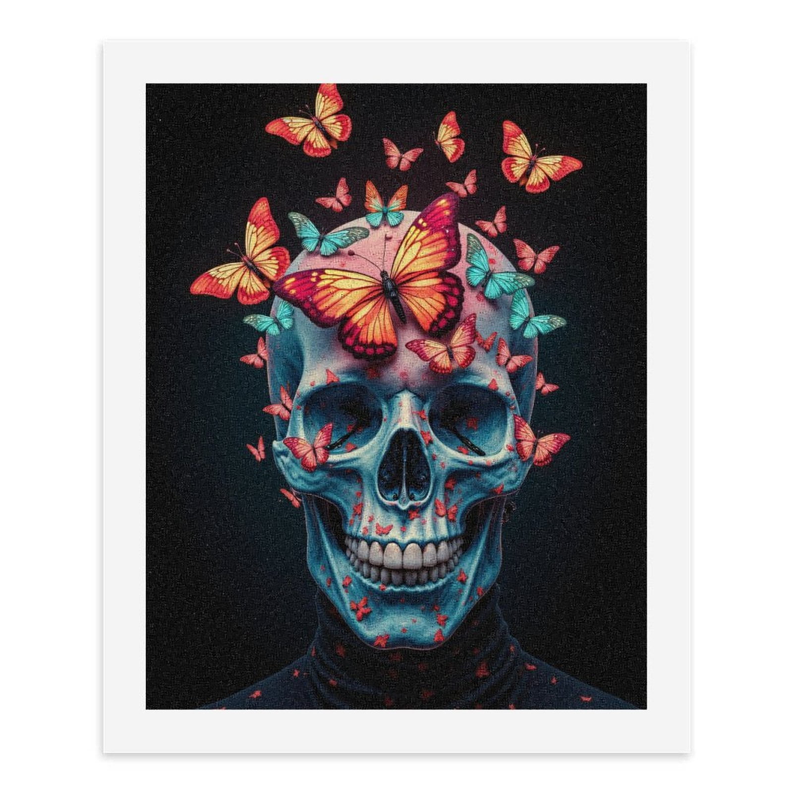 Paint By Numbers Kit for Adults Beginner - DIY Skull And Butterflies Vibrant Art Canvas Painting Kits for Adults, Frameless Paint By Number for Adults for Home Wall Decor 16x20 Inch