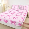 thumbnail image 3 of Homewish Lovely Bow Knot Twin Sheet Sets,Cartoon Heart Print Twin Fitted Sheet,Pink Bowtie Flat Sheet For Girl Kids,Microfiber Bedroom Decor,3pcs, 3 of 7