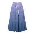 thumbnail image 2 of Dianli Skirt Skorts Women's Printed A Line Long Skirt Elastic Waist Drawstring Pocketed Gradient Print Large Swing Lightweight Breathable Cotton Linen Pull On Skirt, 2 of 8