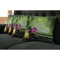thumbnail image 5 of Ambesonne Spa Themed Throw Pillow Cover 4 Pack, Orchid Leaves and Rocks, 18", Apple Green and Fuchsia, 5 of 5