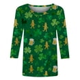 thumbnail image 5 of Ounisa Womens 3/4 Sleeve St. Patrick's Day T-Shirts Crew Neck Spring Graphic Tee Tops, 5 of 8
