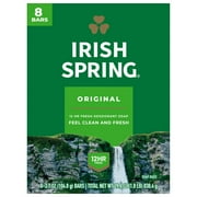 Irish Spring Original Deodorant Bar Soap for Men, With Flaxseed Oil, 3.7 oz Bar (8 Pack)