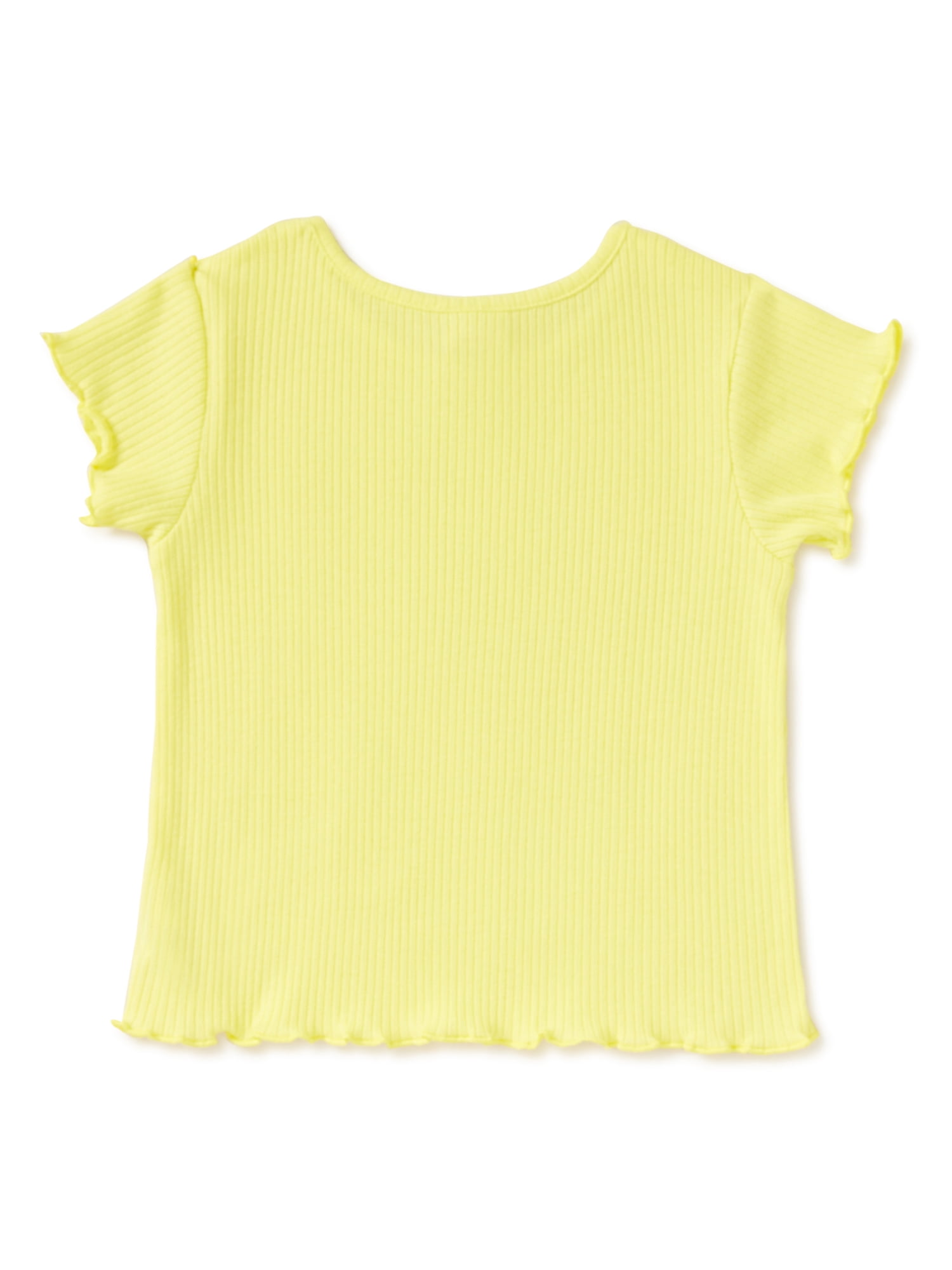 Wonder Nation Baby & Toddler Girls Short Sleeve T-Shirt & Pinafore Dress, 2-Piece Outfit Set, Sizes 12M-5T