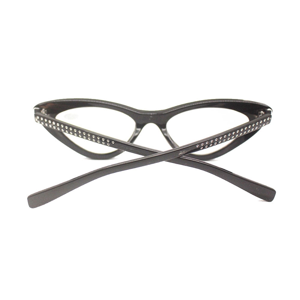 3 Pairs of Women Black Cat Eye Reading Glasses Diamond Presbyopic Glasses Plastic Readers +3.50