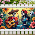 thumbnail image 5 of Floral Design Day of the Dead Skeleton Banner Cultural Theme Celebration Decor for Festival Party Decoration Event, 5 of 7