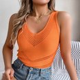 thumbnail image 5 of Timegard Tank Top for Women Hollow out V Neck Sleeveless Comfy Summer Breach Casual Fitting Tee Top, 5 of 8