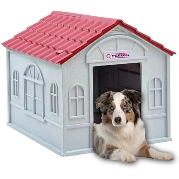 Casa Para Perro Q Perrón Raza Chica Impermeable Techo Rojo