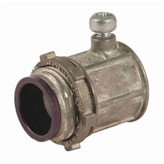 EMT Grounding Connector, 1-1/4 in, Set Screw, Zinc Alloy, Zinc Plated, Gray