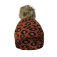 thumbnail image 2 of Women's Knit Hat Winter Leopard Warm Hat Print Fashion Pompom Ball Hat Warm Knit Beanie, Brick, 2 of 5