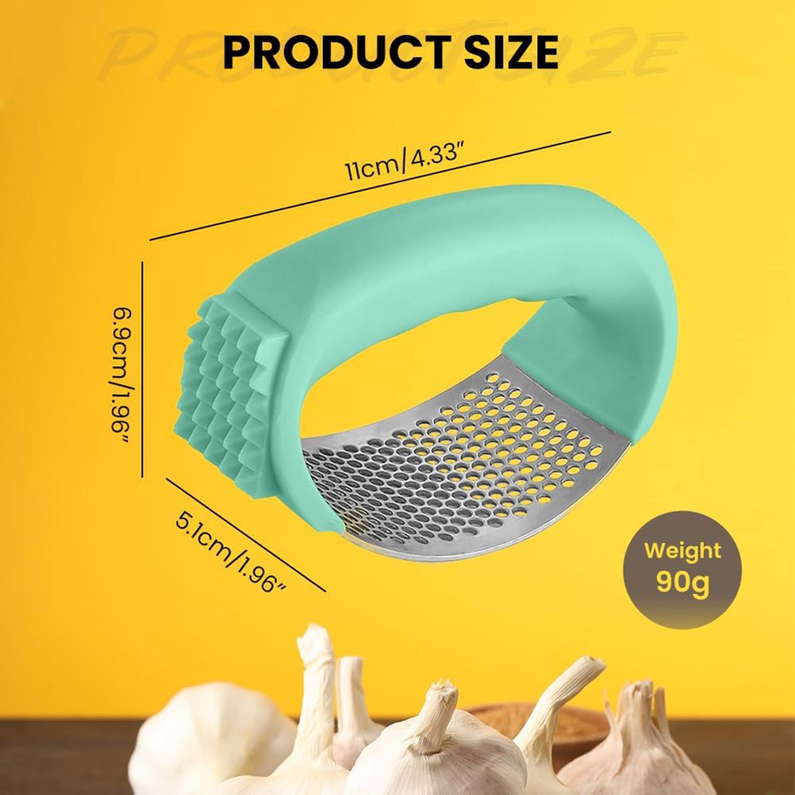 Tuphregyow 2024 Upgraded Stainless Steel Garlic Presser with Rocker and Peeler - Easy-to-Use Kitchen Tool for Mincing and Crushing Garlic, Dishwasher Safe Green