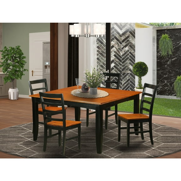 African Dining Table Set - Wood Table & 4 Chairs - Home Kitchen Furniture