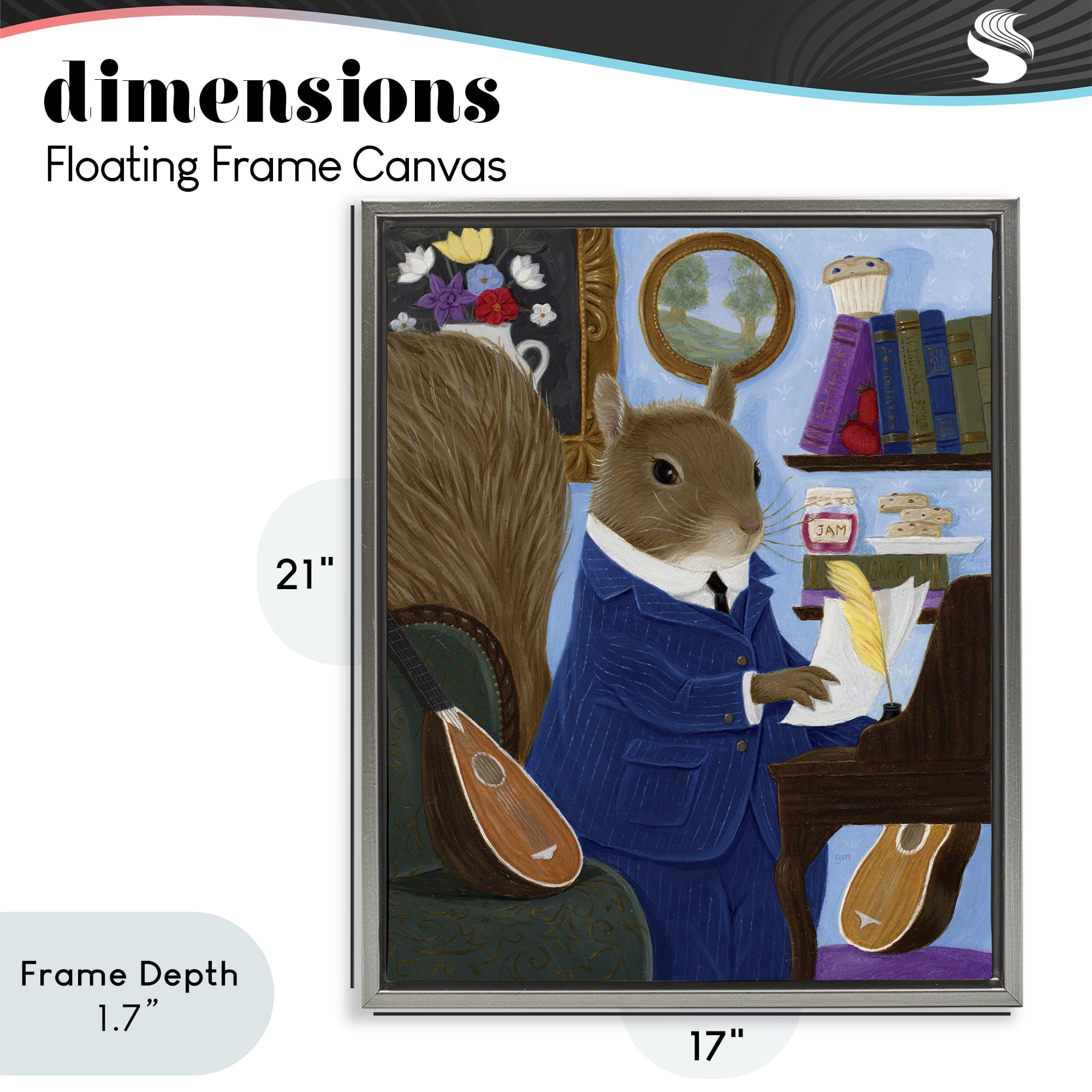 Stupell Industries Gentleman Squirrel Composing Gray Framed Floater Canvas Wall Art, design by Gina Matarazzo