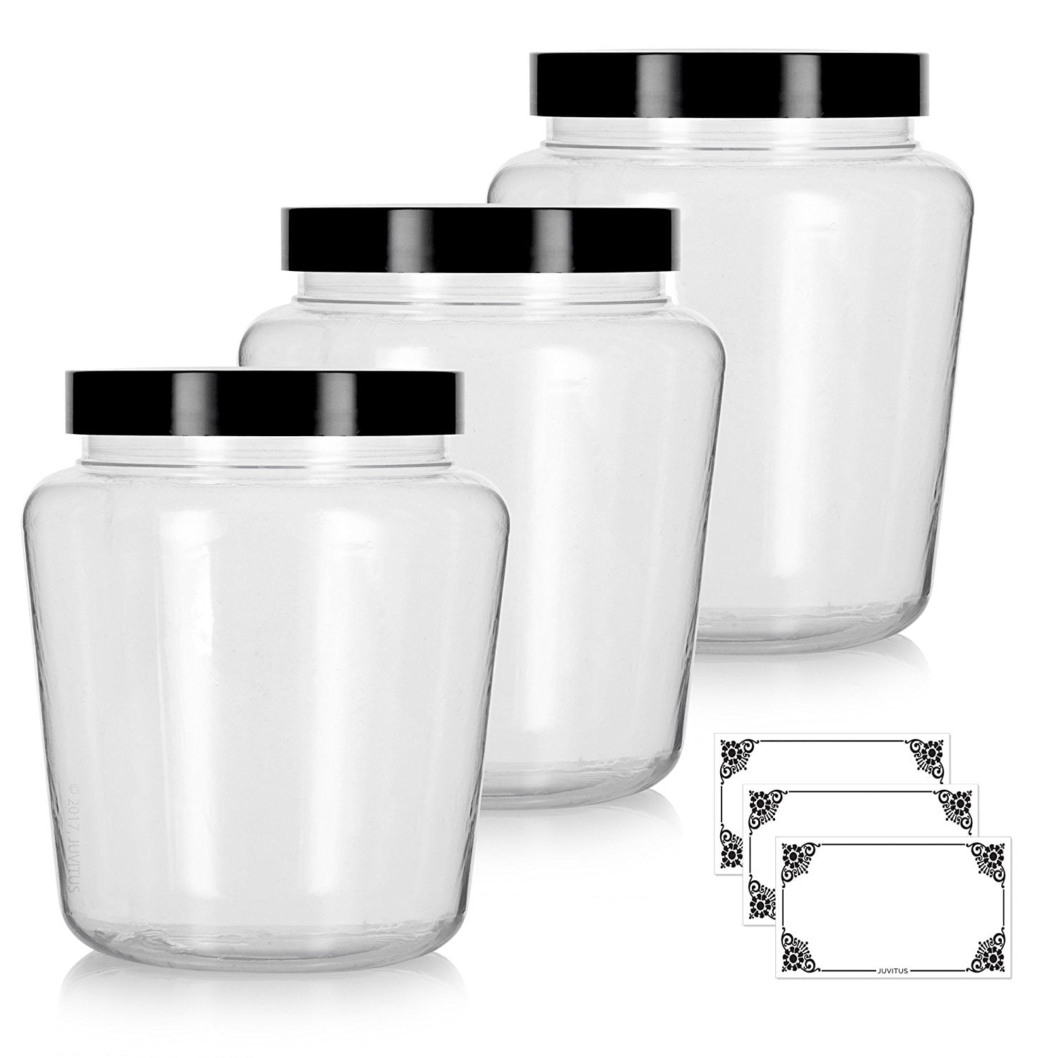 32 oz Large Refillable Jar Clear PET Plastic Labels BPA Free 