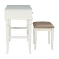 thumbnail image 4 of Linon Angela Wood Vanity & Padded Beige Stool 2 Drawers Flip Up Mirror in White, 4 of 25