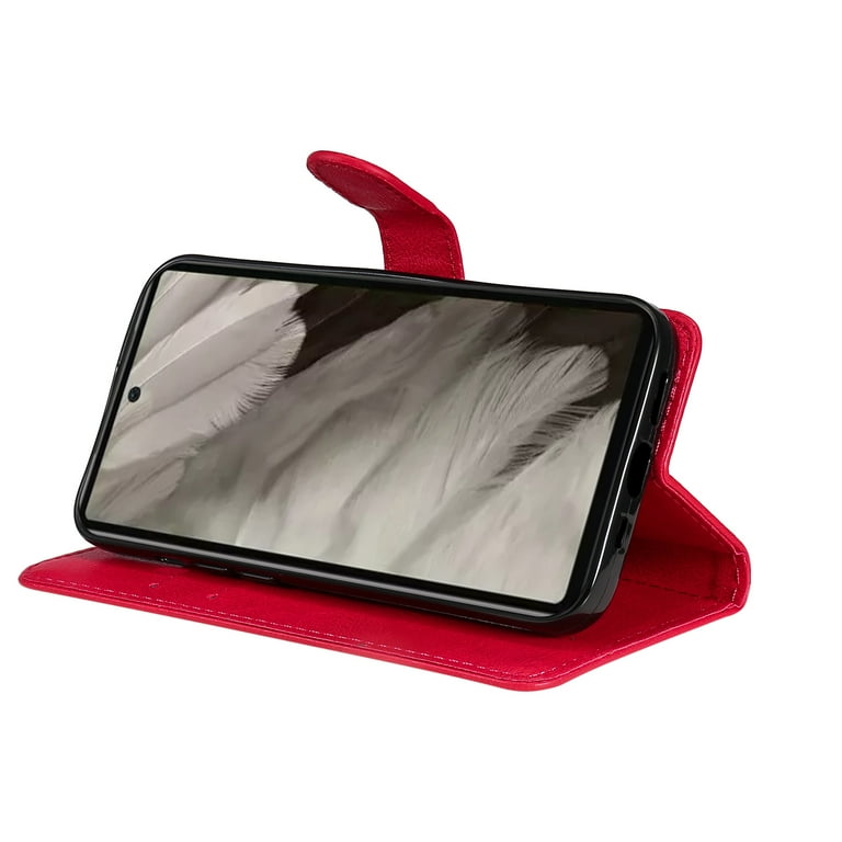 Custodia Portafoglio HualuBro Per Google Pixel 2 XL: Cover In Pelle PU Con Slot Carte, Supporto E Chiusura Magnetica, Antiurto E Graffio (Rosso) - 2