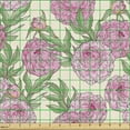 thumbnail image 2 of Ambesonne Floral Inspiration Fabric by the Yard Upholstery, Peonies in Bloom, 2 Yards, Pink Pale Green Eggshell, 2 of 5