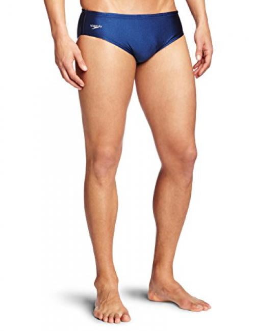 Speedo Men's Solid Lycra Brief Swimsuit, Navy, 30