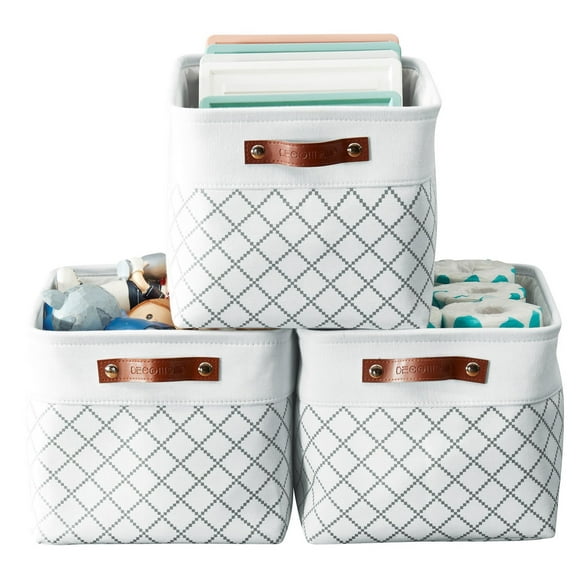 DECOMOMO Lot de 3 Grands Bacs de Rangement Pliables à Motif avec Poignées, Idéal pour Organiser Étagère, Chambre de Bébé, Maison, Garde-Robe et Bureau