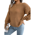 thumbnail image 3 of Chandail d'Hiver pour Femmes, Chandail Décontracté à Manches Longues, Col Rond, Ample, Tricoté Épais, Khaki m, 3 of 9