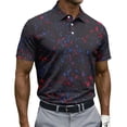 thumbnail image 2 of CCRFTGI Polo Shirts for Men Wrinkle Resistant Printed Golf Shirts Slim Fashion Athletic Tees Dark Gray XL, 2 of 5