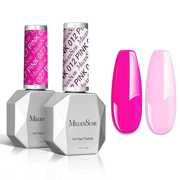 Kit de esmaltes en gel MelodySusie Thick Neon Pink y Macaron Pink