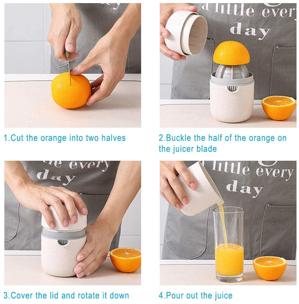 EMADOP Citrus Lemon Orange Squeezer Manual Hand Juicer Press Anti-Slip Reamer with Strainer,White