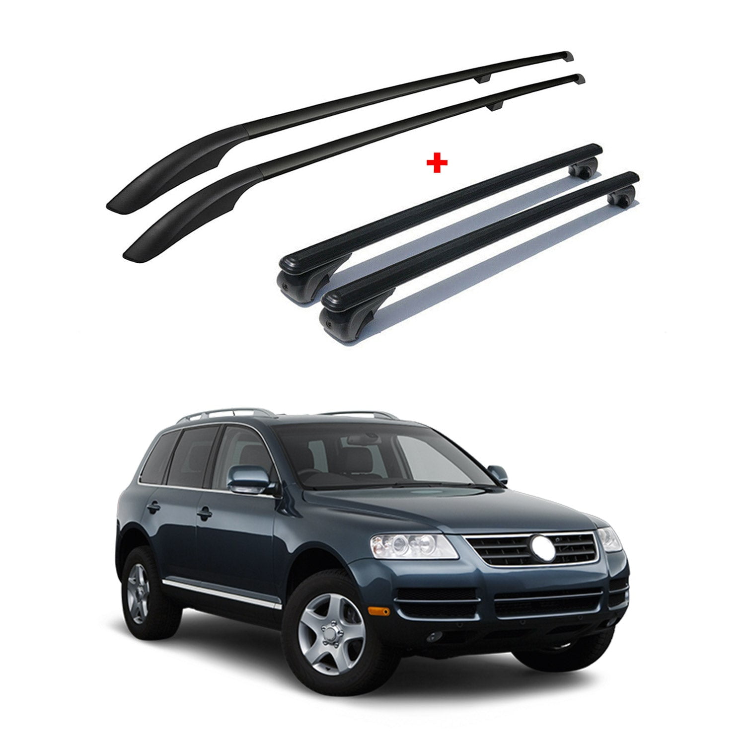 Roof Rack Rail Cross Bars Carrier Set Black For Volkswagen Touareg 2002 2010 Walmart
