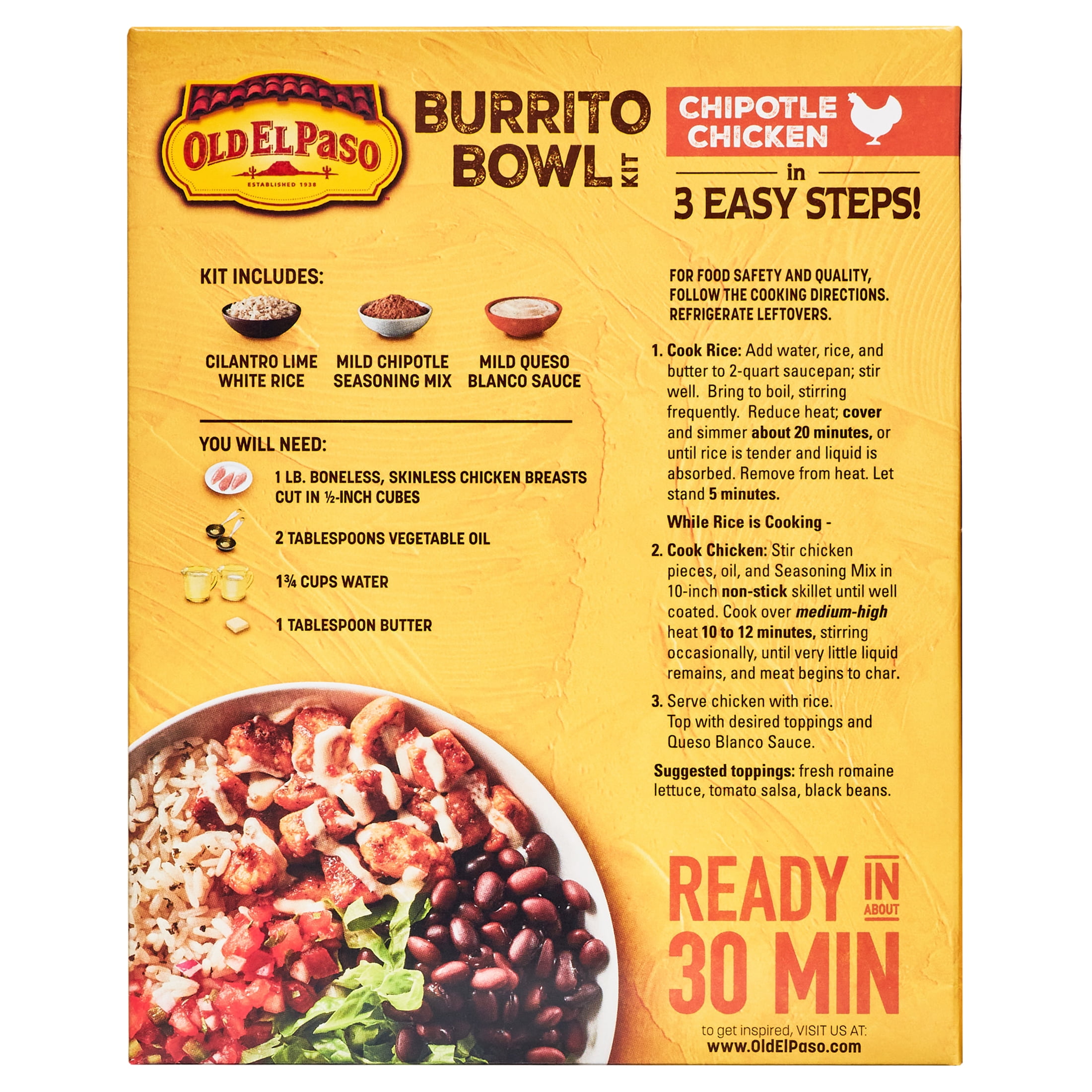 Old El Paso Burrito Bowl Kit Chipotle Chicken, 11 oz