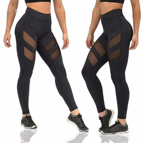 Mesh Leggings Yoga Pants with Pocket, Non See-Through Capri High Waisted  Tummy Control 4 Way Stretch for Women's 