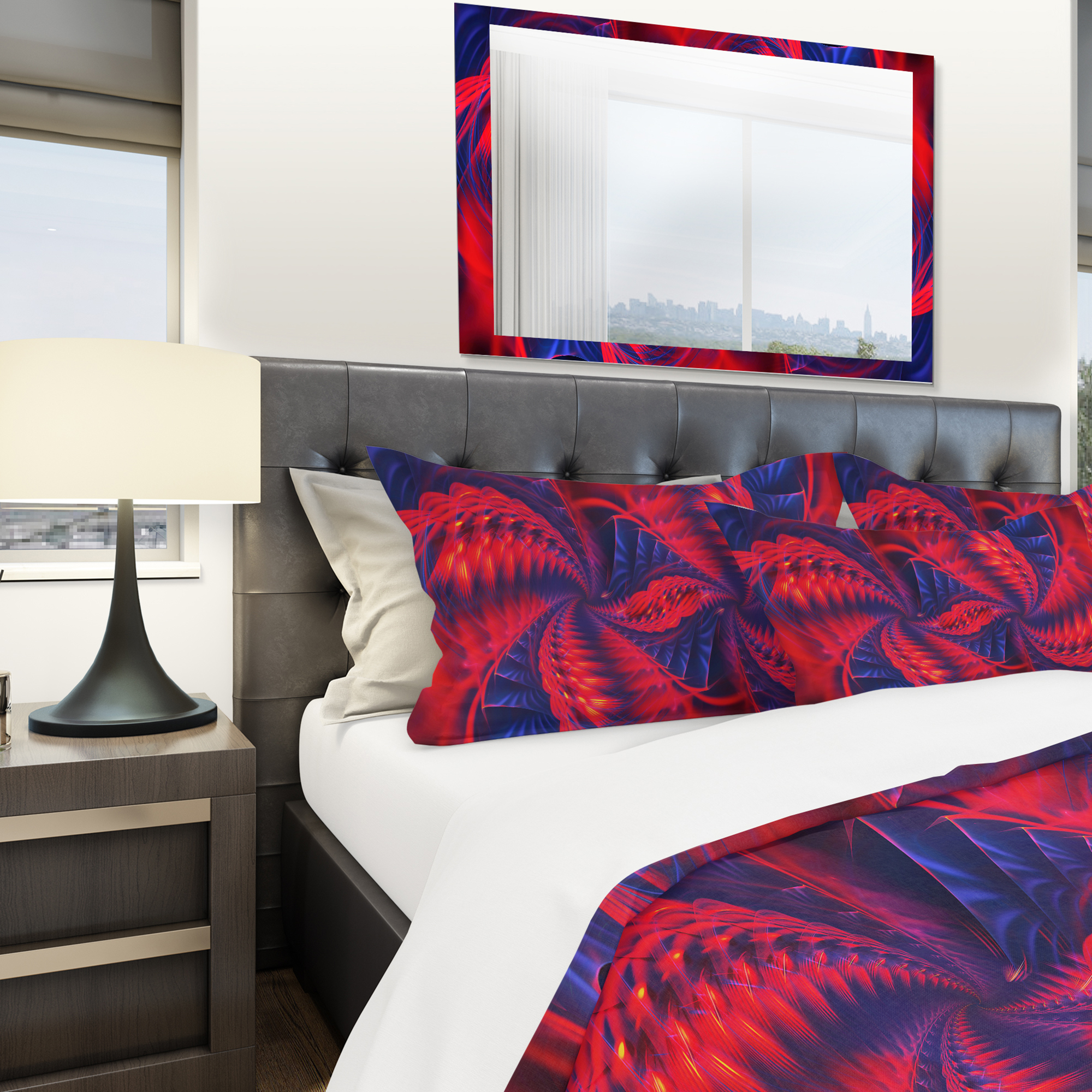Designart 'Red and Purple Pinwheels' Modern & Contemporary Duvet Cover Set