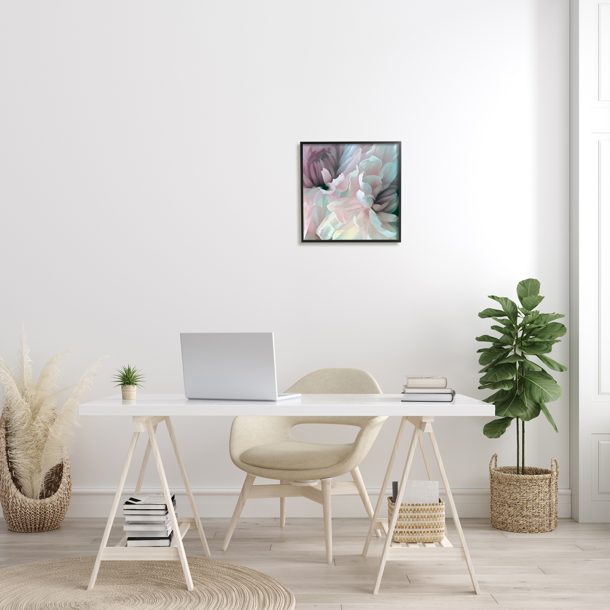 Pink Floral Petal Study Blush Tone Flowers Botanical & Floral Framed Art Print Wall Art, 17x17