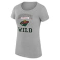 thumbnail image 2 of Women's G-III 4Her by Carl Banks Heather Gray Minnesota Wild Super-Slim Fit Lightweight Team Logo Graphic T-Shirt, 2 of 3