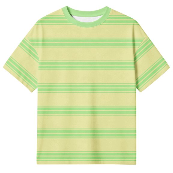 JAJAHO Boys Short Sleeve T Shirt Striped Graphic Tee Casual Crew Neck Drop Shoulder Summer Loose Fit Tshirts For Kids 3-13Y Trendy Tops