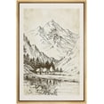 thumbnail image 4 of IDEA4WALL Framed Canvas Art Wall Decor, House and Lake Under Mountain Sketch Painting Black & White Farmhouse/Country Fine Art Print Minimal Relax/Clam for Dorm Home Office - 24"x36" Natural, 4 of 5