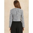 thumbnail image 3 of DARING DIVA Tweed Jacket Round Neck Button Front Closure Long Sleeve M Grey Brown, 3 of 6