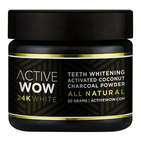 Active Wow 24K White Charcoal Teeth Whitening Powder, Enamel Safe, 0.7 oz