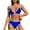 Blue, variant on Women's Triangle Bikini Set Contrast Brim Double Strap Bikini Set Lace Back High Waist Two Piece Swimsuit Bathing Suits Orange