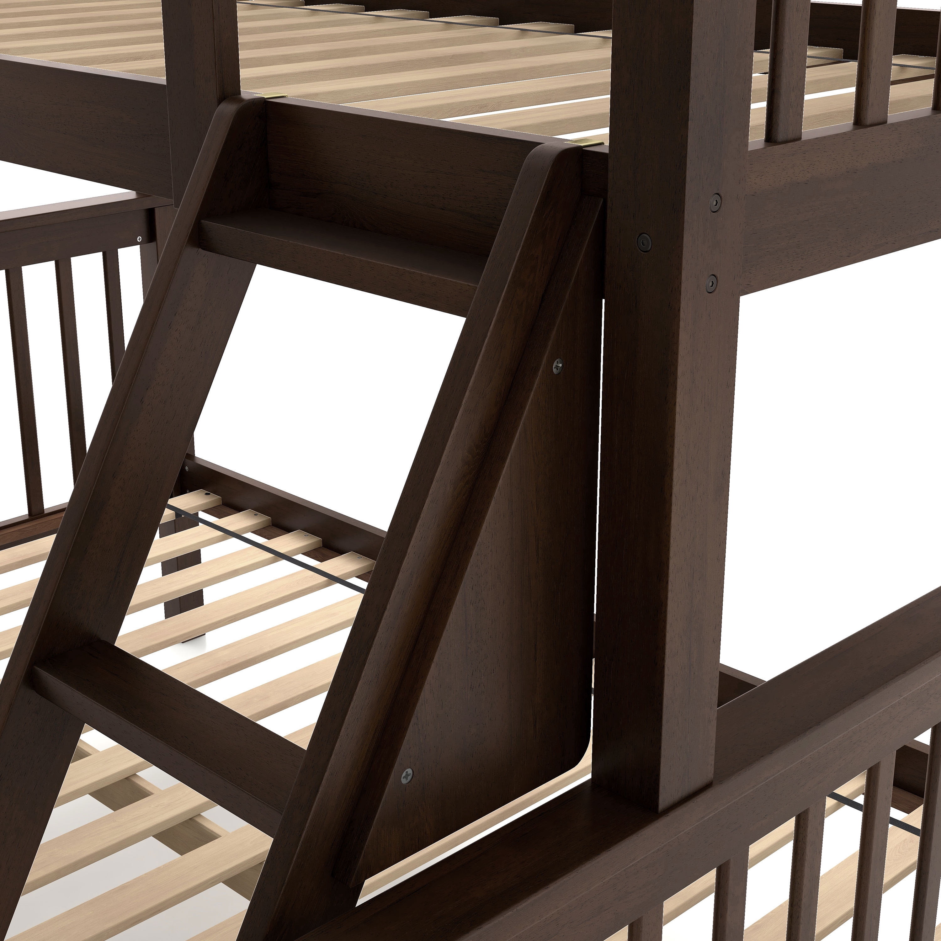 Furniture of America Aida Twin over Full Kids Wood Dark Brown Bunk Bed with Ladder