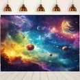 thumbnail image 2 of Cosmic Nebula Backdrop Rainbow Galaxy Stars Universe Planet Moon Earth Bokeh Halo Photo Background Room Decor Kids Birthday Adult Portrait Shoot Studio, 2 of 5